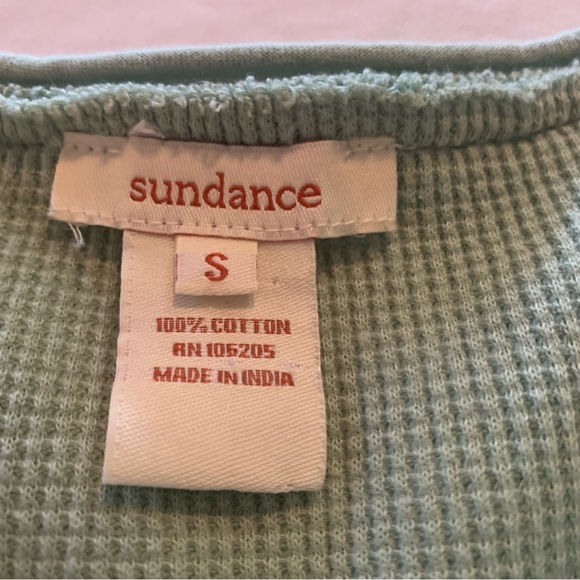 Sundance Sage Green Thermal Lace Up Long Sleeve Top Size Small - Picture 7 of 8